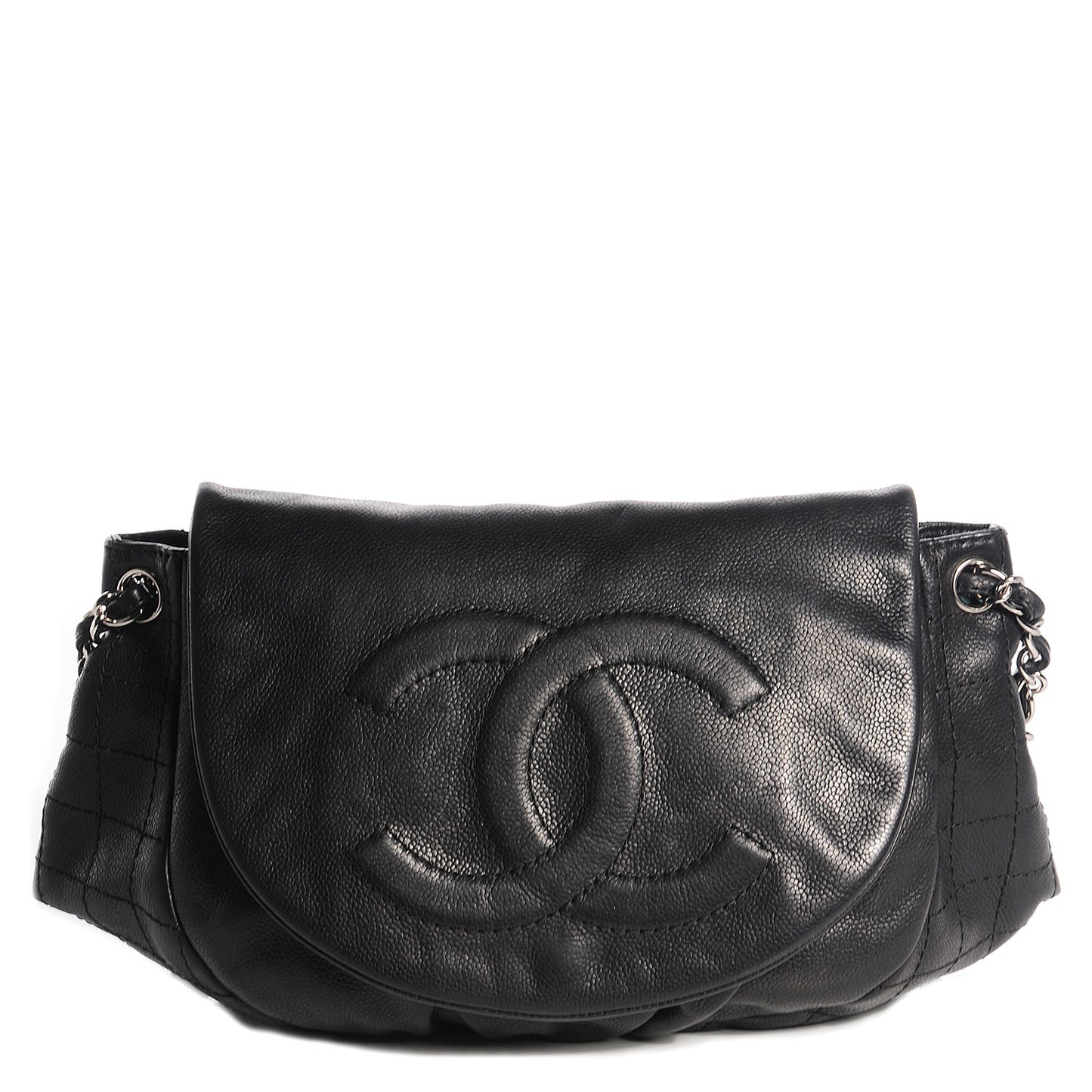 Caviar Half Moon Large Flap Black