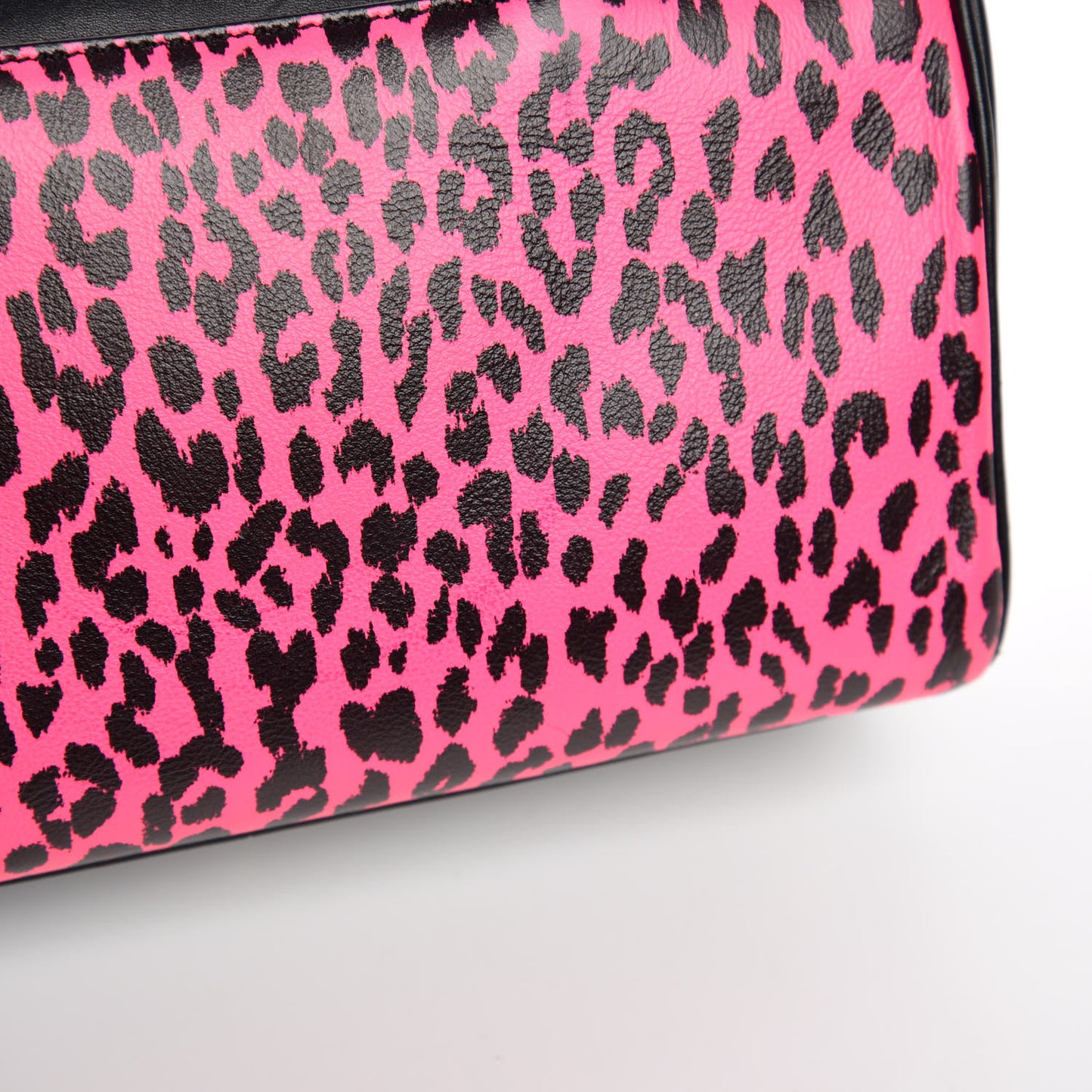 Calfskin Printed Leopard Classic Baby Duffle Pink Black