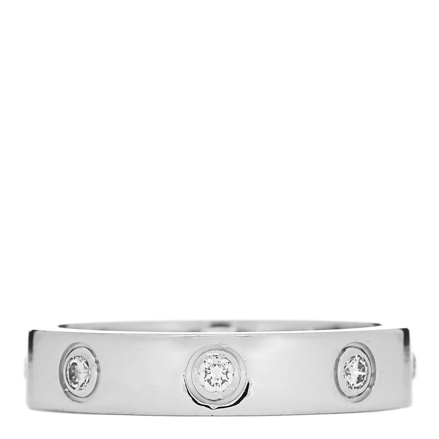 18K White Gold 8 Diamond 4mm Wedding Band LOVE Ring 51 5.75