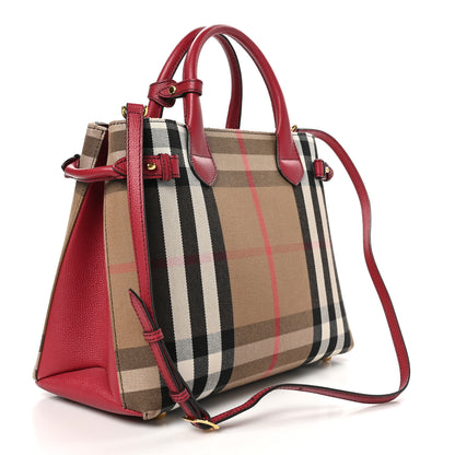 Burberry House Check Grainy Calfskin Medium Banner Tote Russet Red 3 of 10