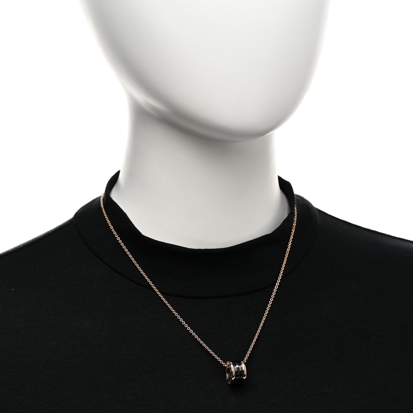 18K Rose Gold Black Ceramic B.Zero1 Pendant Necklace
