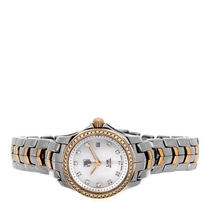 Tag Heuer Stainless Steel 18K Yellow Gold Diamond Mother of Pearl 27mm Link Quartz Watch WJF1354 2 of 5