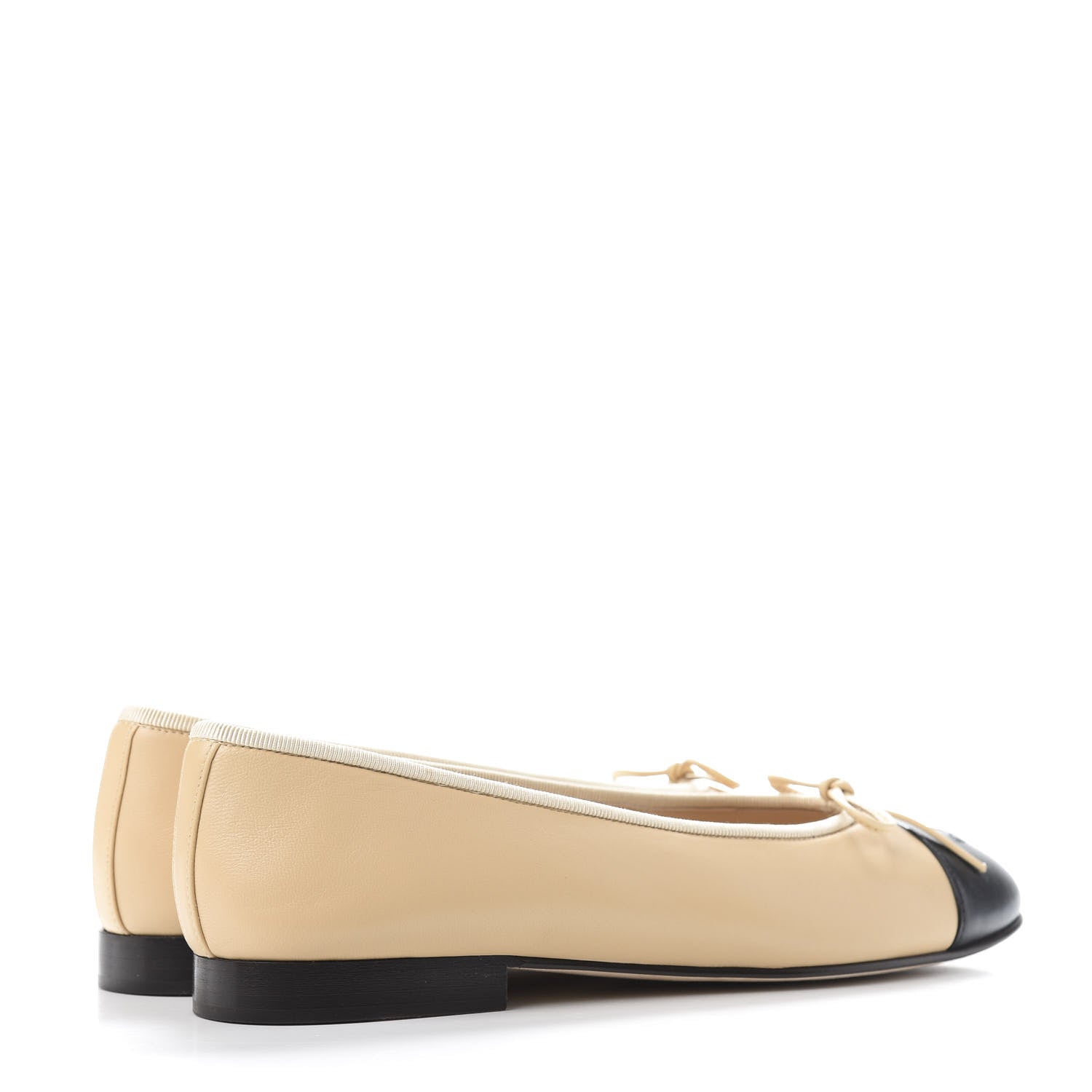 Chanel Lambskin Cap Toe Ballerina Flats 38 Beige Black 4 of 10