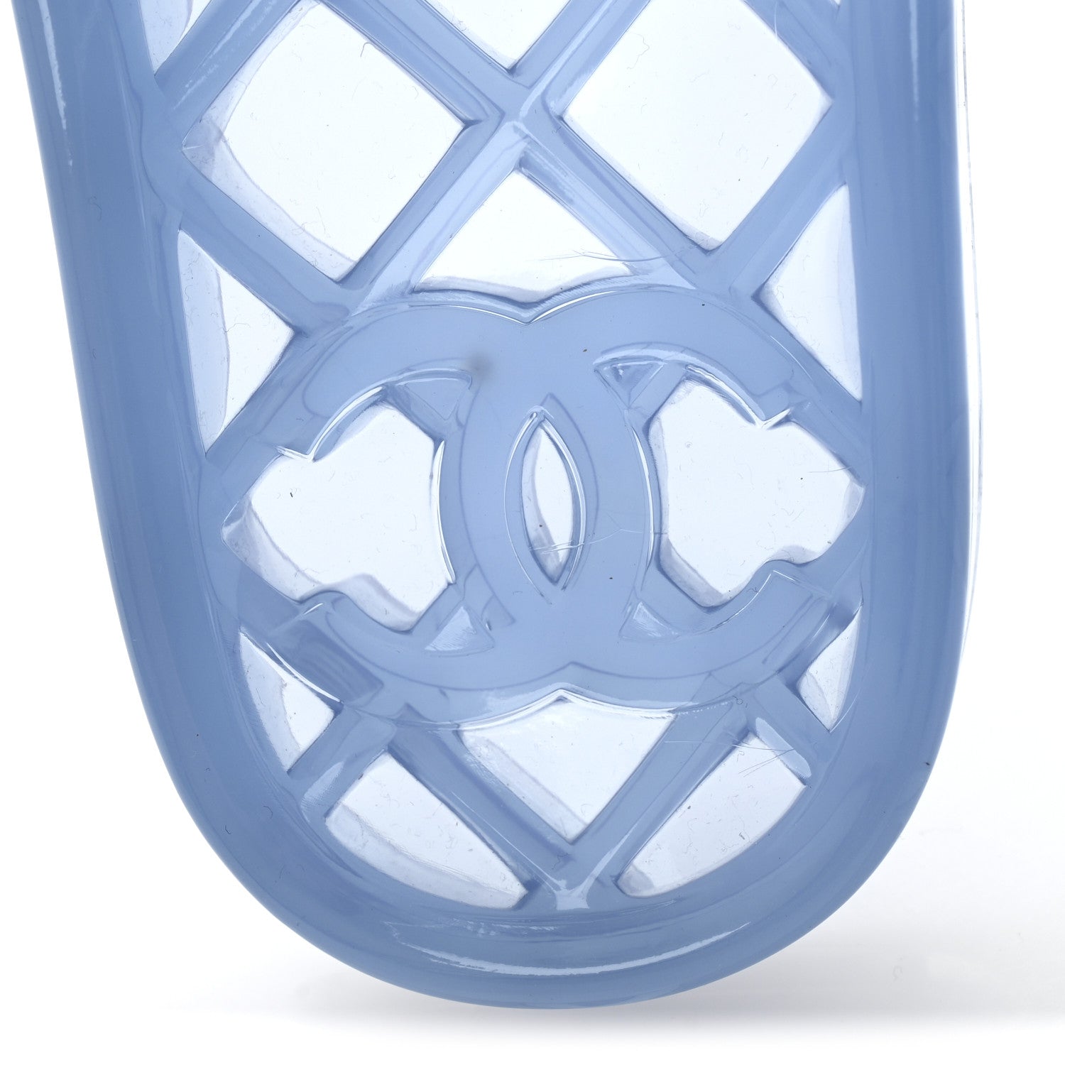 Chanel PVC Transparent CC Flat Slide Sandals 38 Blue 7 of 10