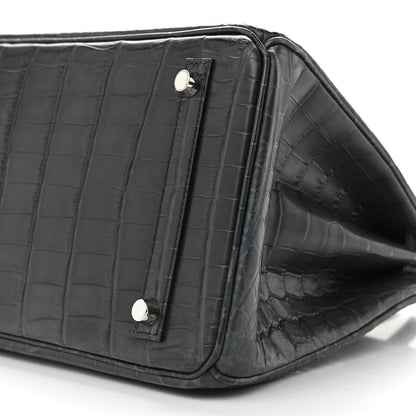 Hermes Matte Niloticus Crocodile Birkin 30 Plomb 10 of 11