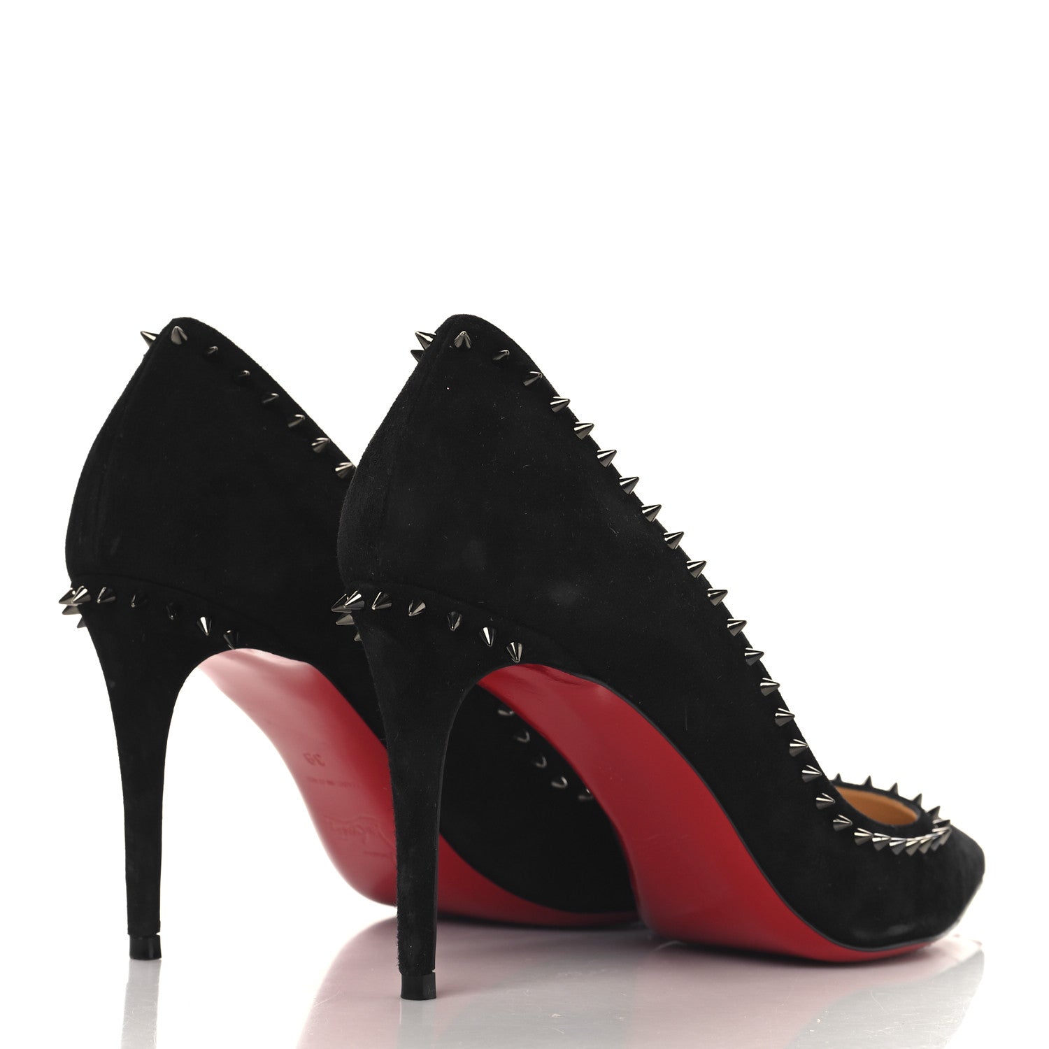 Christian Louboutin Suede Studded Anjalina 100 Pumps 39 Black 5 of 10