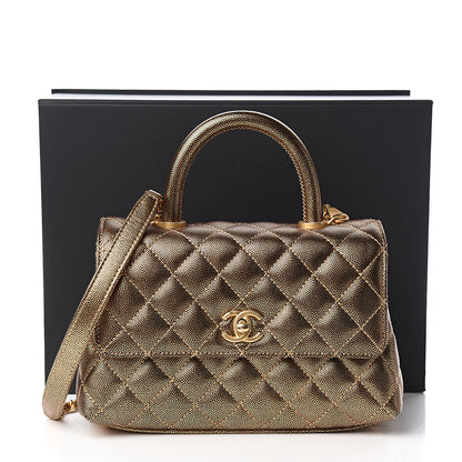 Chanel Metallic Caviar Quilted Mini Coco Handle Flap Gold 10 of 10