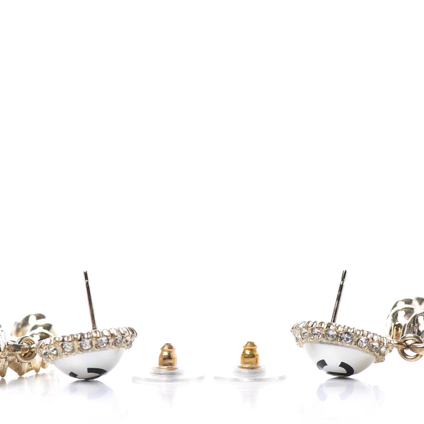 Crystal Pearl Large CC Drop Earrings Light Gold