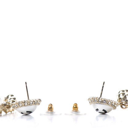 Chanel Crystal Pearl Large CC Drop Earrings Light Gold 3 of 4