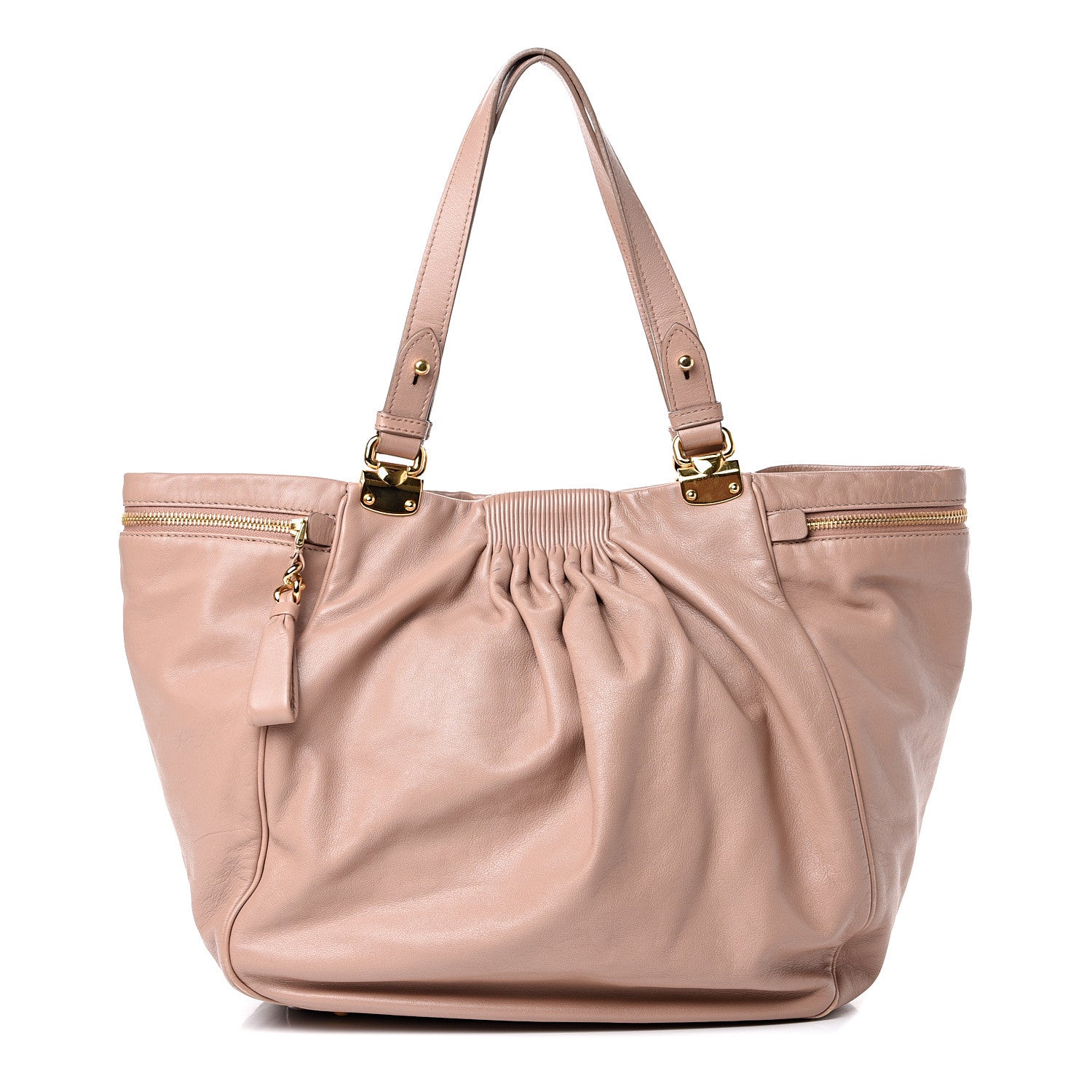 Miu Miu Vitello Lux Gathered Tote Cammeo 1 of 18