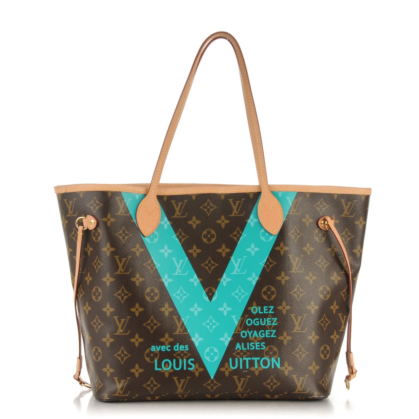 Monogram V Neverfull MM Turquoise