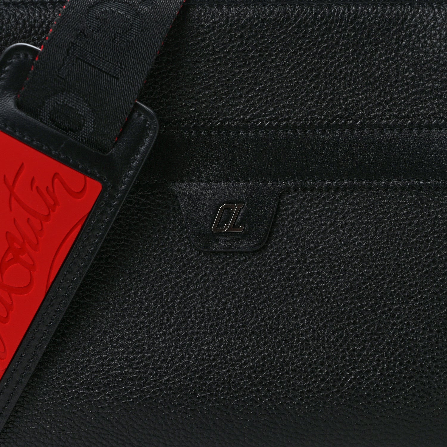 Christian Louboutin Calfskin Empire Rubber Ruisbuddy Messenger Bag Black Loubi 7 of 10