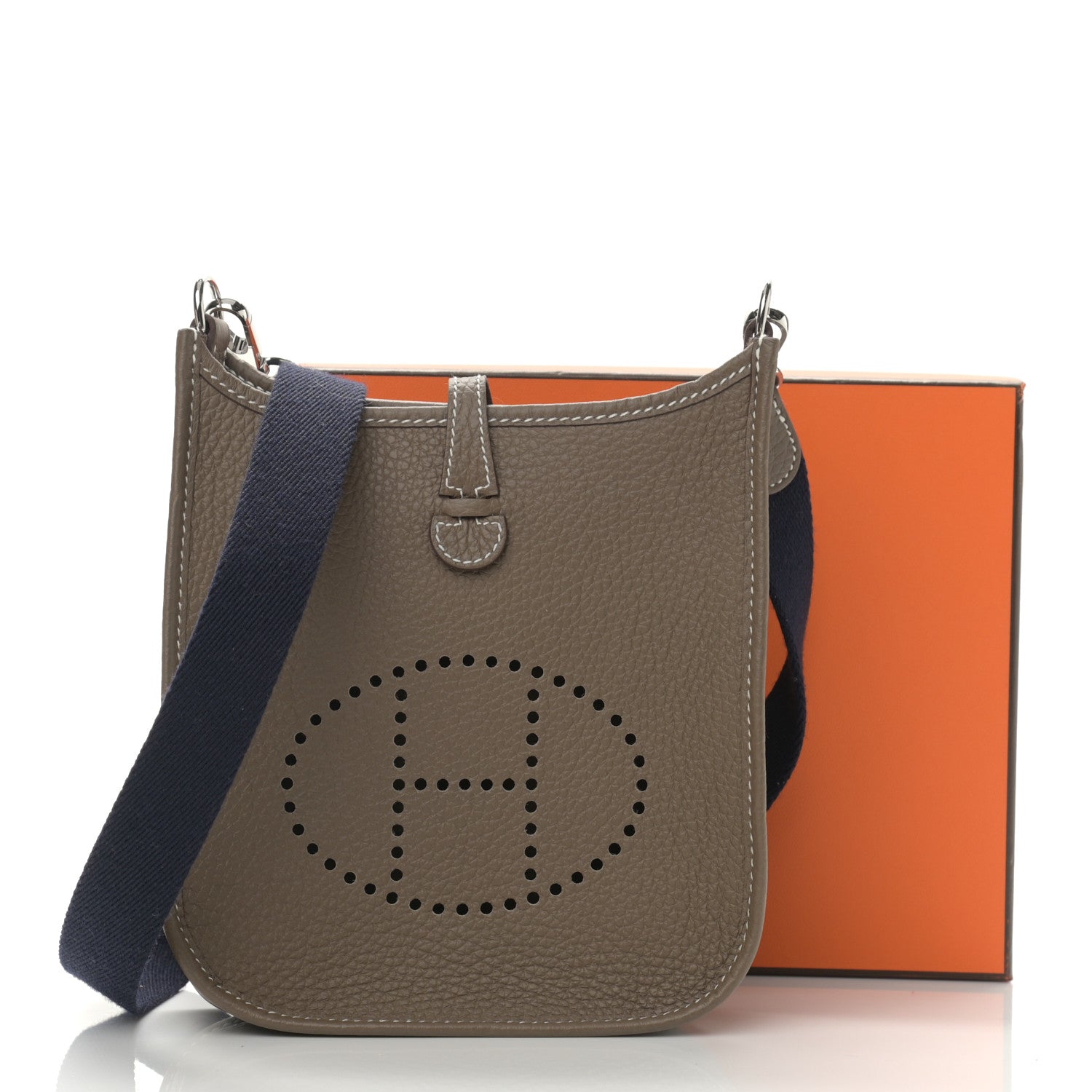 Hermes Taurillon Clemence Amazone Evelyne TPM Etoupe Bleu Indigo 10 of 10