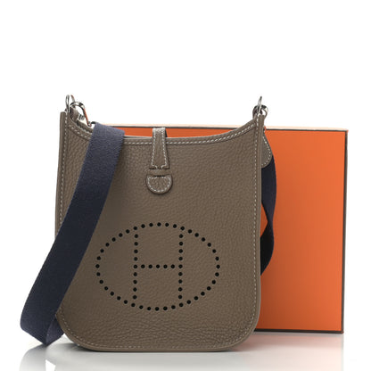 Hermes Taurillon Clemence Amazone Evelyne TPM Etoupe Bleu Indigo 10 of 10