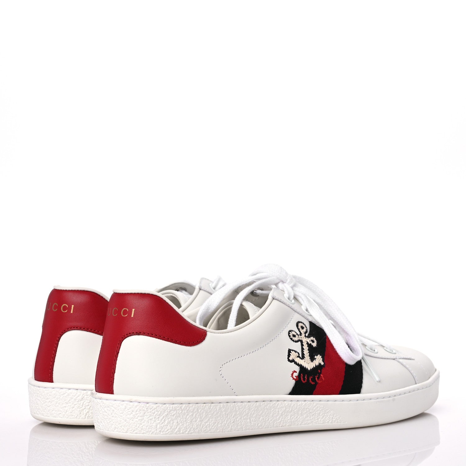 Gucci Calfskin Miro Soft Web Embroidered Mens Ace Sneakers 8 White Green 4 of 13