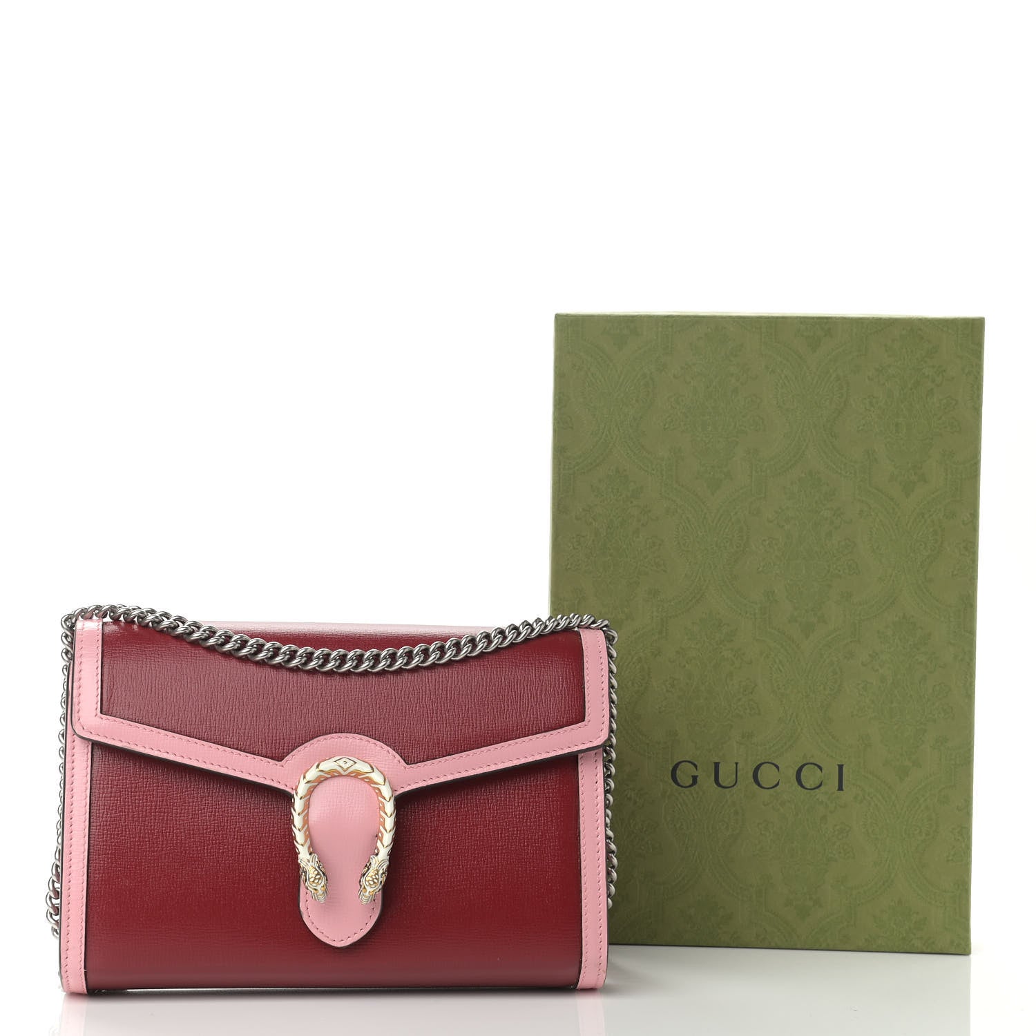Gucci Azalea Calfskin Enamel Mini Dionysus Chain Wallet New Cherry Red Wild Rose Off White 11 of 11