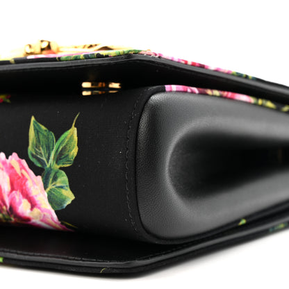 Dolce & Gabbana Calfskin Satin Floral Print DG Girls Bag Black Multicolor 9 of 10