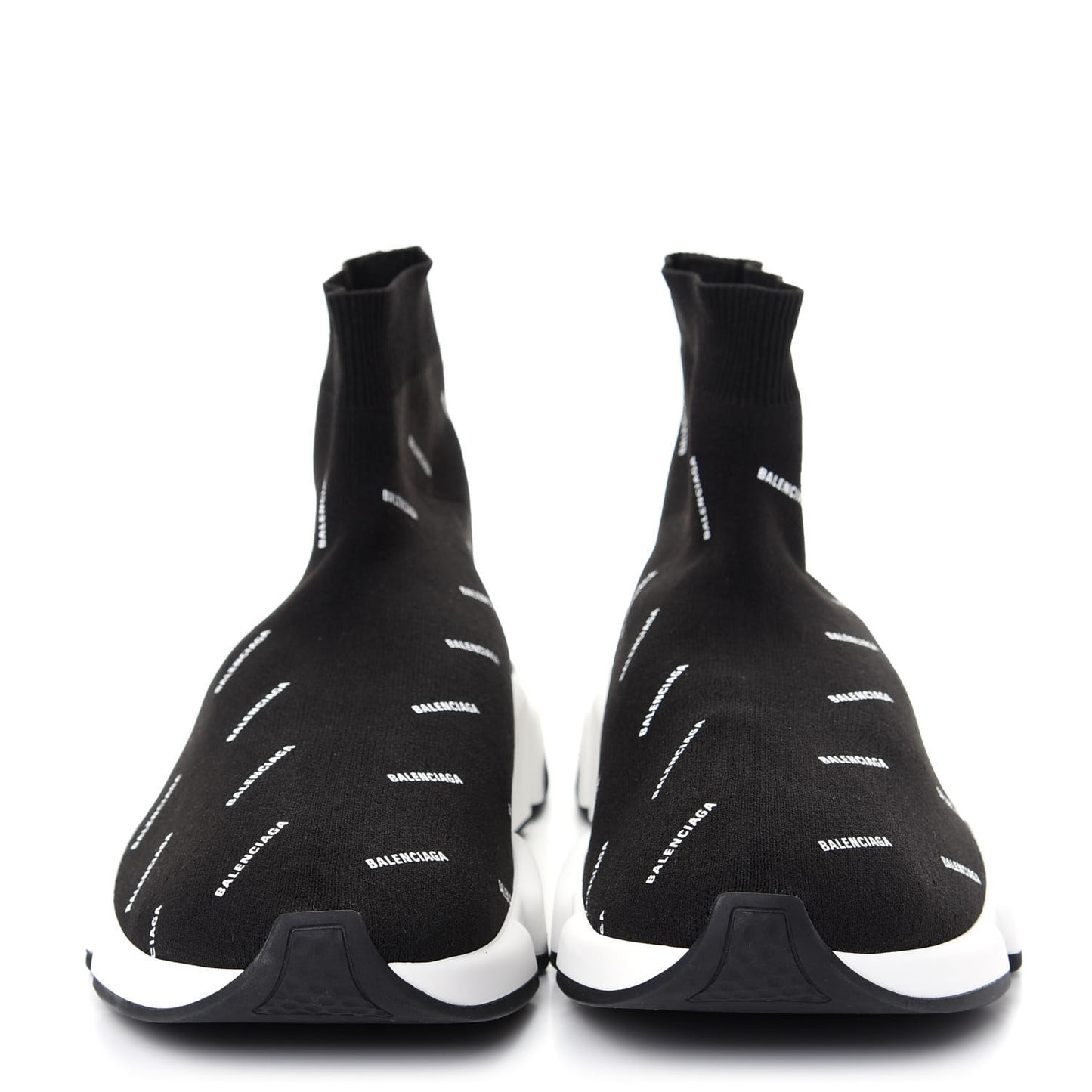 Neoprene Knit Allover Logo Bi-Color Sole Mens Speed Sneakers 43 Black White