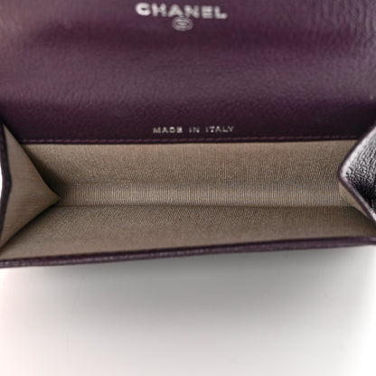 Chanel Goatskin Embossed Camellia Flap Card Holder Purple 5 of 13
