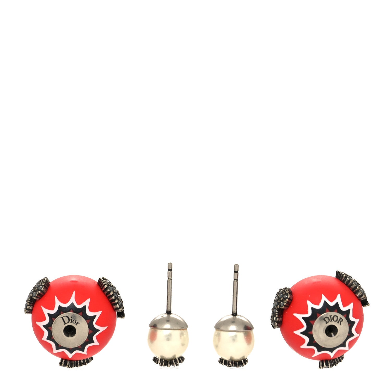 Christian Dior Crystal Mise En Dior Tribal Earrings Matte Red 3 of 4