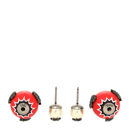 Christian Dior Crystal Mise En Dior Tribal Earrings Matte Red 3 of 4