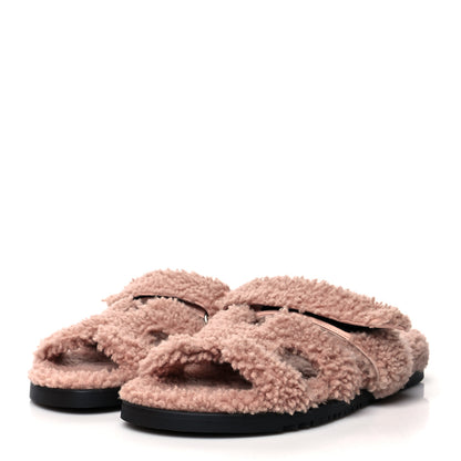 Hermes Woolskin Womens Chypre Sandals 40.5 Bois De Santal 3 of 7