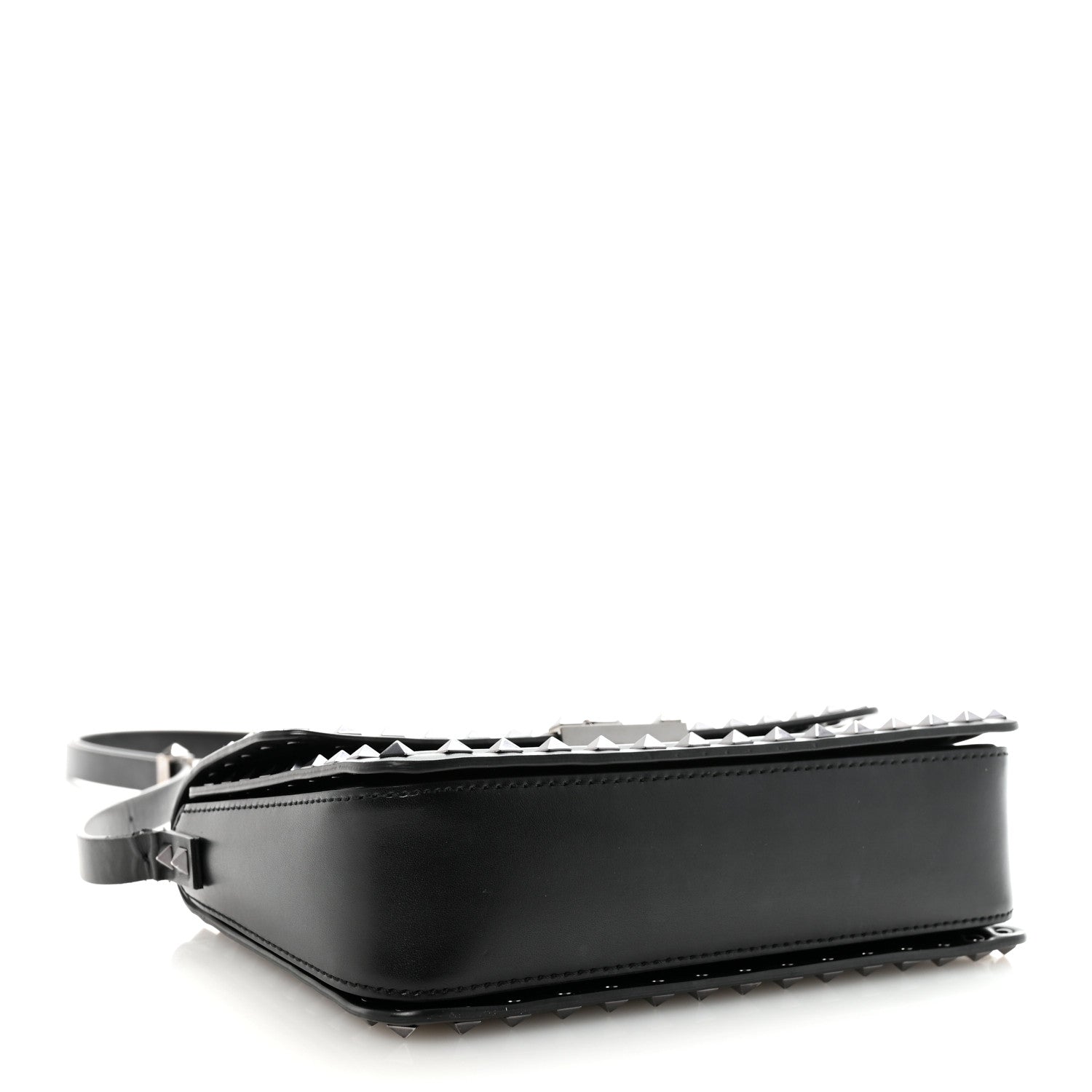Valentino Garavani Smooth Calfskin Enamel Tonal Rockstud23 Shoulder Bag Black 4 of 9