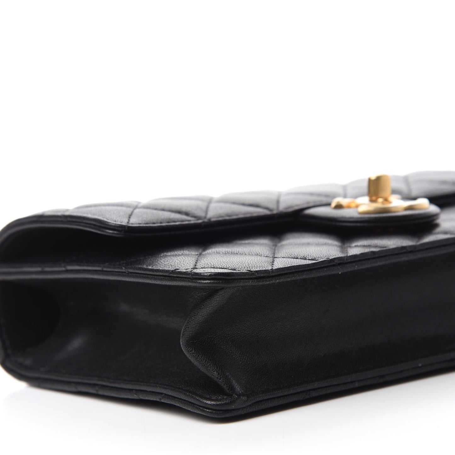 Lambskin Quilted Small Chic Pearls Flap Black