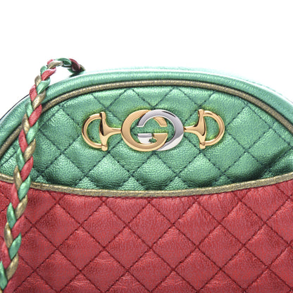 Gucci Laminated Nappa Trapuntata Mini Zumi Dome Shoulder Bag Rosso Jasmine Green Rame 9 of 9