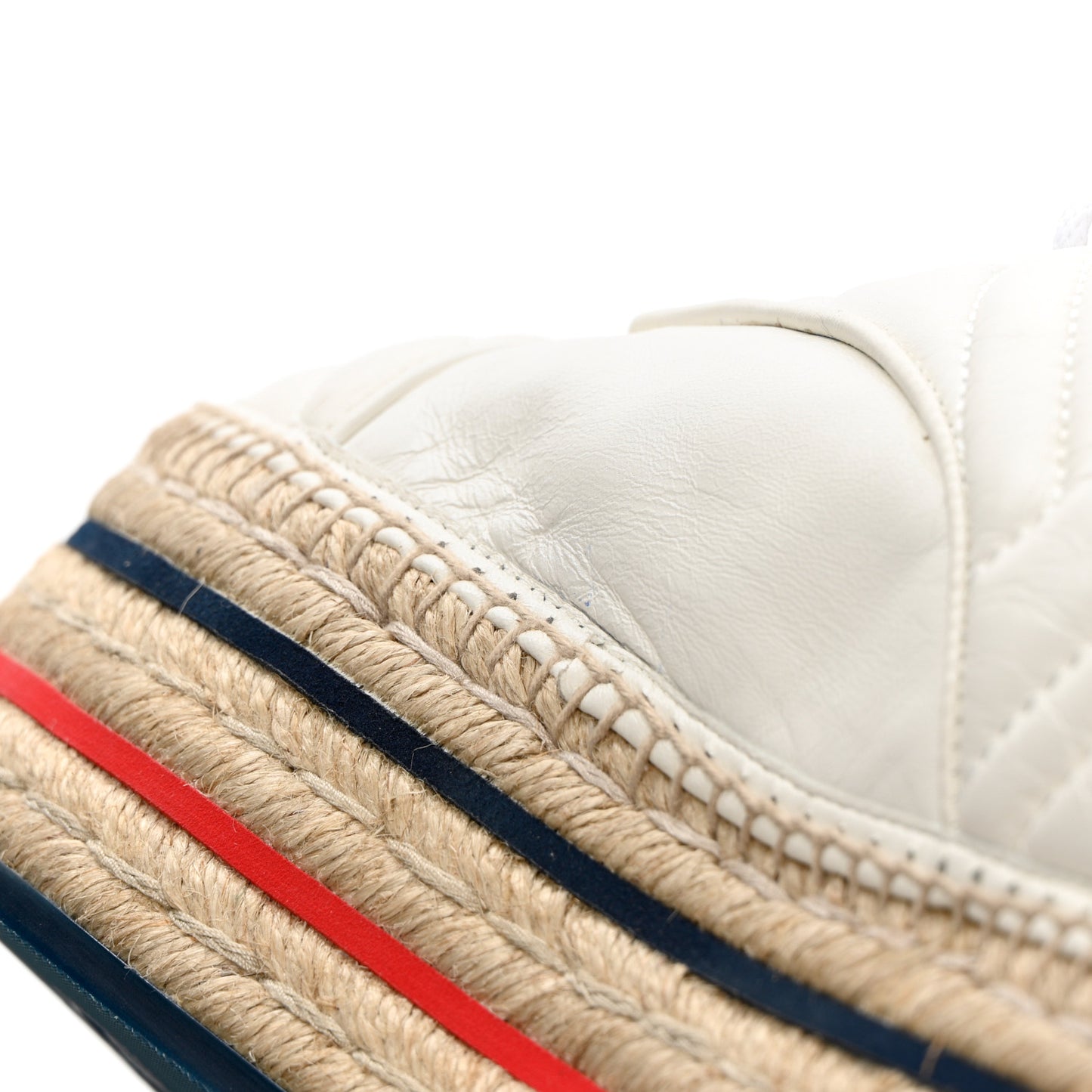 Nappa Matelasse GG Pilar Flatform Lace-Up Espadrilles 41 Great White
