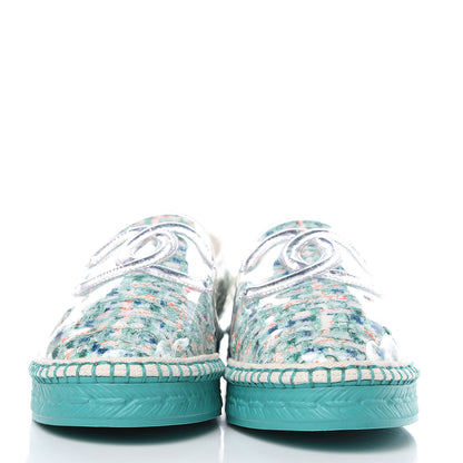 Chanel PVC Tweed CC Espadrilles 37 Green Multicolor 2 of 9