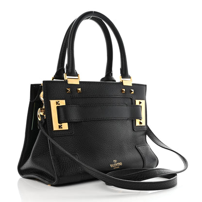 Valentino Garavani Grained Calfskin Twist Lock My Rockstud Shoulder Bag Black 3 of 10