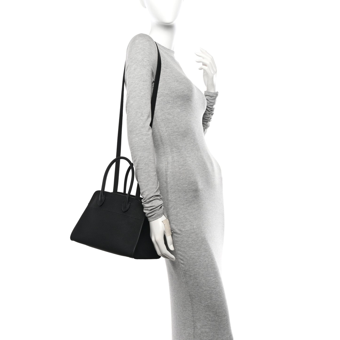 Grained Calfskin Soft Margaux 10 Bag Black