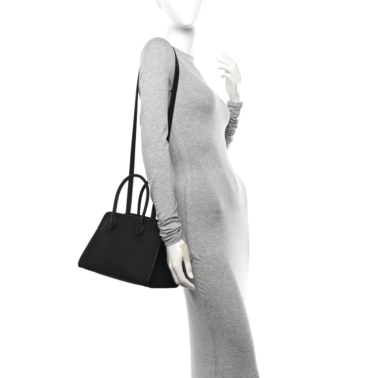 The Row Grained Calfskin Soft Margaux 10 Bag Black 2 of 10