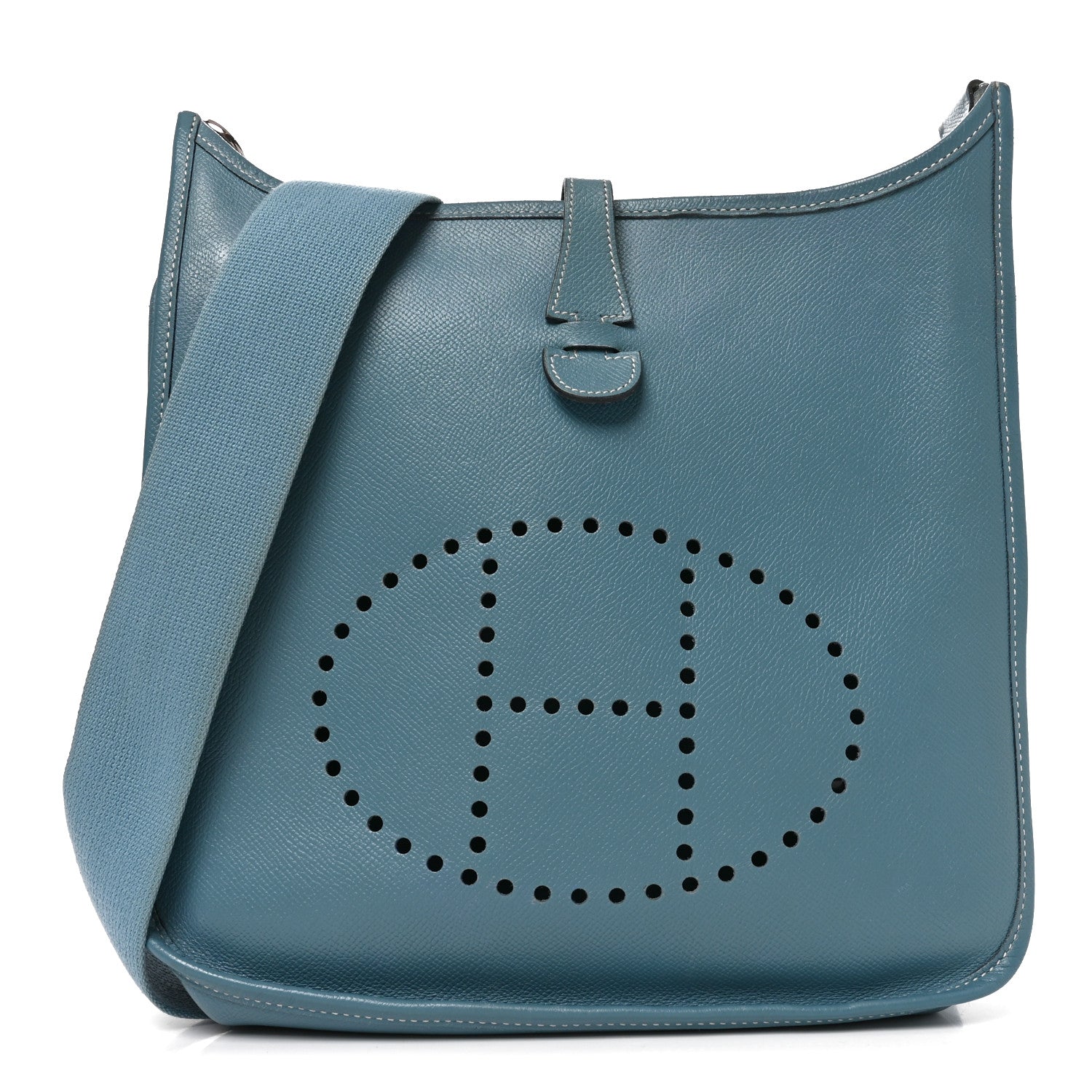 Hermes Taurillon Clemence Evelyne II PM Blue Jean 1 of 9