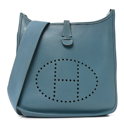 Hermes Taurillon Clemence Evelyne II PM Blue Jean 1 of 9