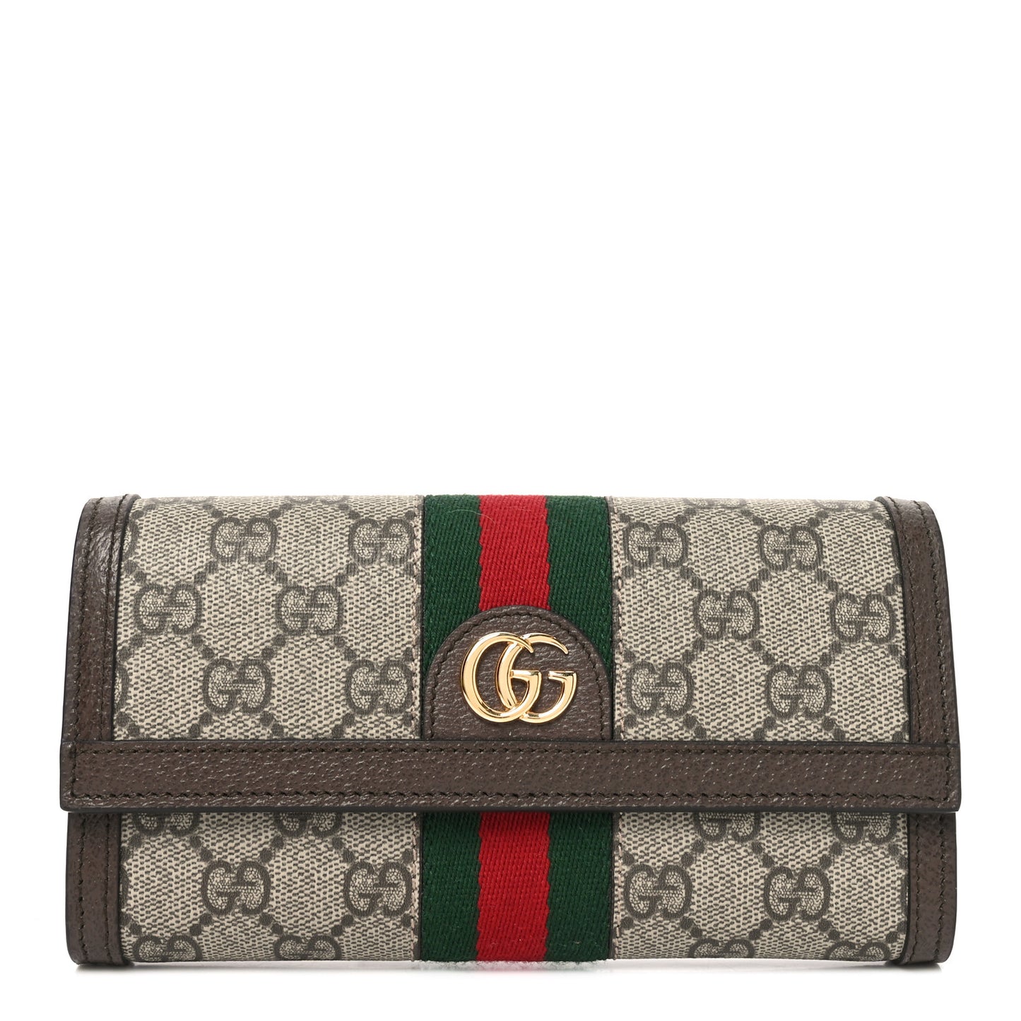 GG Supreme Monogram Web Ophidia Continental Wallet Brown