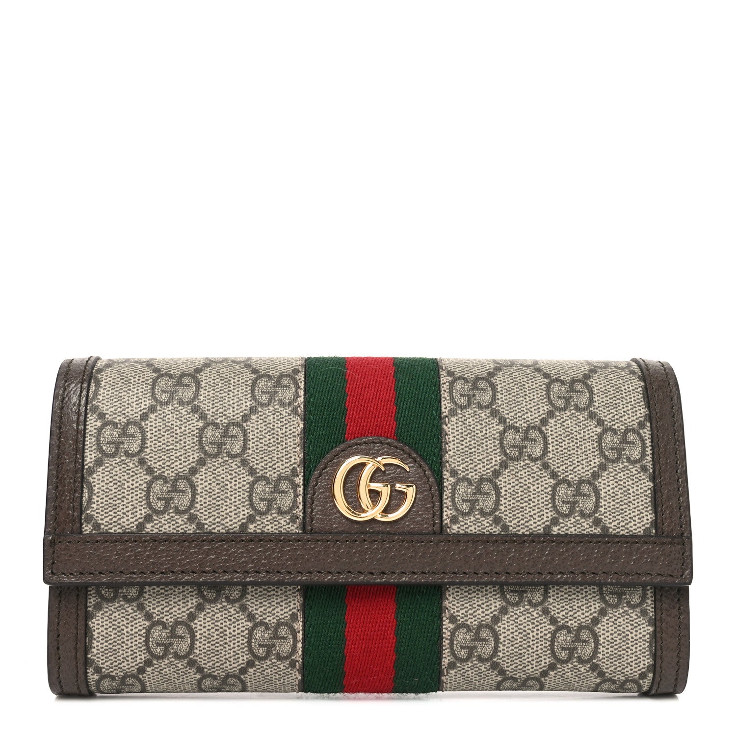 Gucci GG Supreme Monogram Web Ophidia Continental Wallet Brown 1 of 8