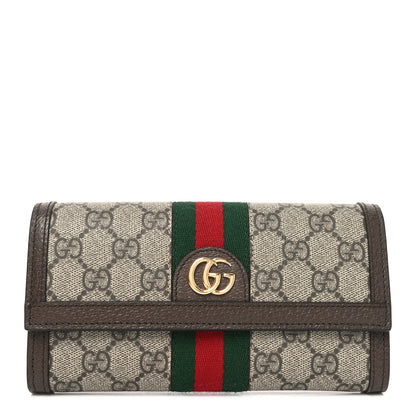 Gucci GG Supreme Monogram Web Ophidia Continental Wallet Brown 1 of 8