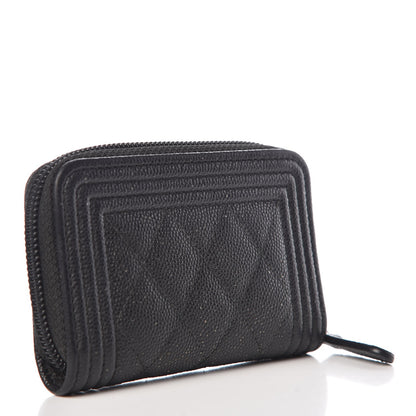 Chanel Caviar Quilted Boy Zip Around Coin Purse Wallet Black 3 of 8
