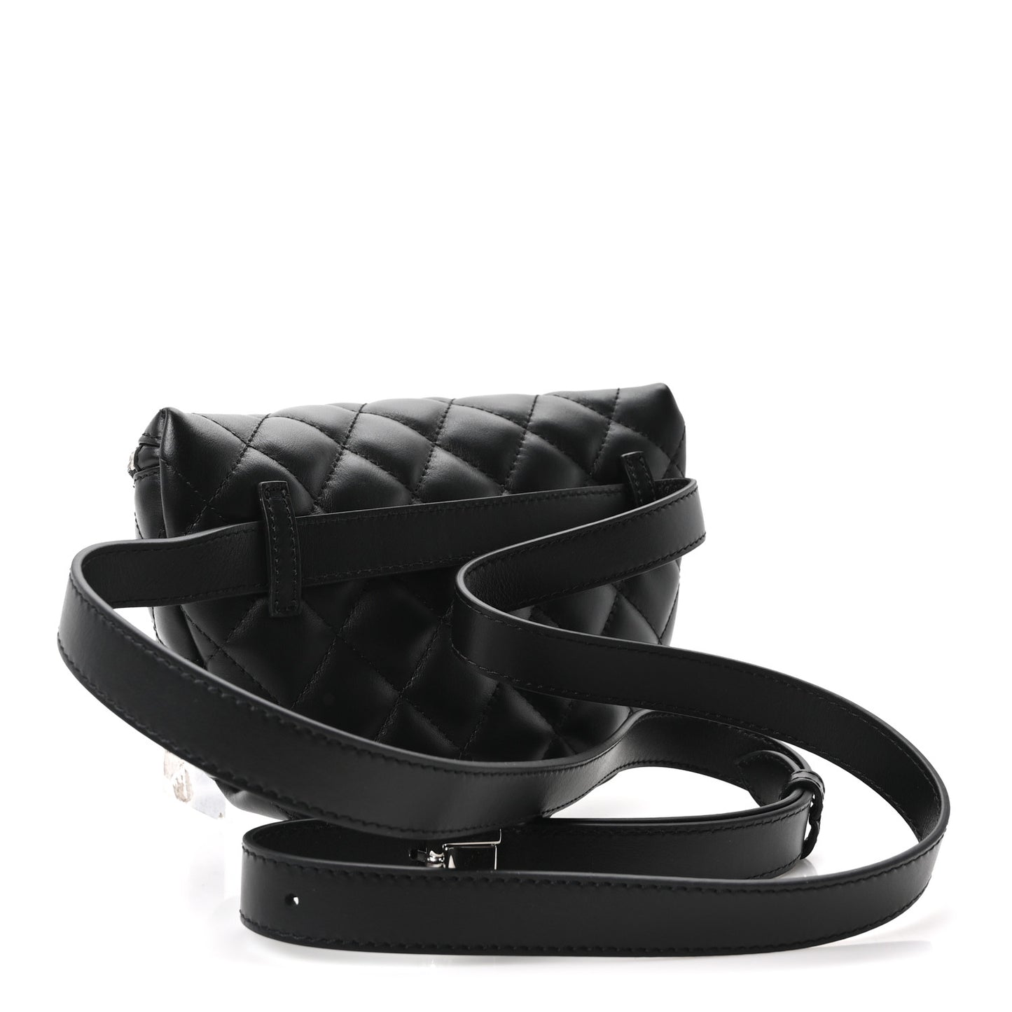 Calfskin Quilted Uniform Waist Belt Bag Black