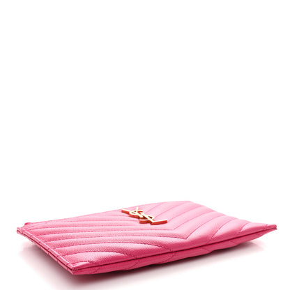 Saint Laurent Grain De Poudre Chevron Monogram Bill Pouch Fresh Fuxia 4 of 8
