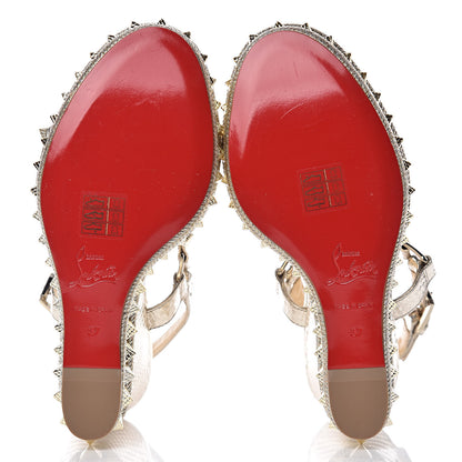 Christian Louboutin Calfskin Cubiste Pyraclou 110 Wedge Sandals 37 Platine 5 of 7