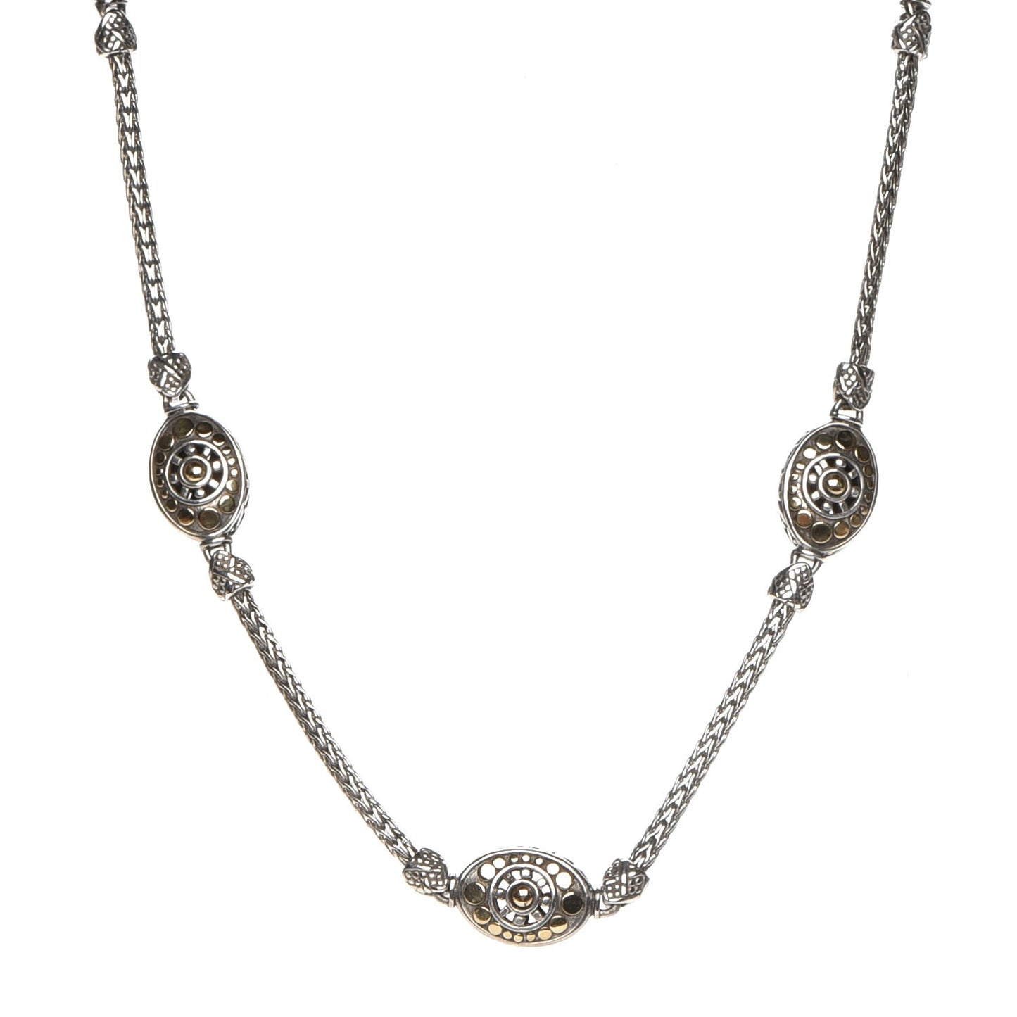 Sterling Silver 18K Yellow Gold Jaisalmer Oval Station Necklace