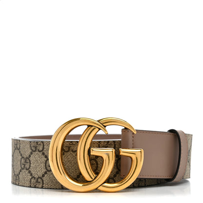 Gucci GG Supreme Monogram Matte Plutone Calfskin Double G 40mm Belt 90 36 Beige Ebony Porcelain Rose 1 of 5
