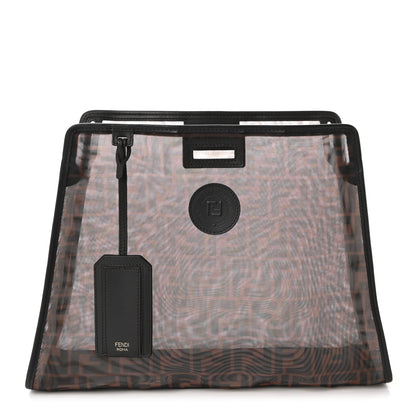 Fendi Mesh Vitello Century FF 1974 Medium Peekaboo Defender Cover Marrone Black Ebano 1 of 10