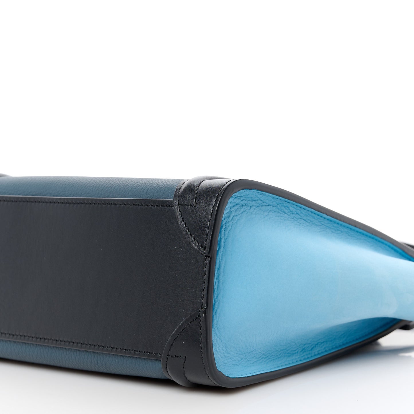 Drummed Calfskin Nubuck Nano Tri-Color Luggage Milky Blue