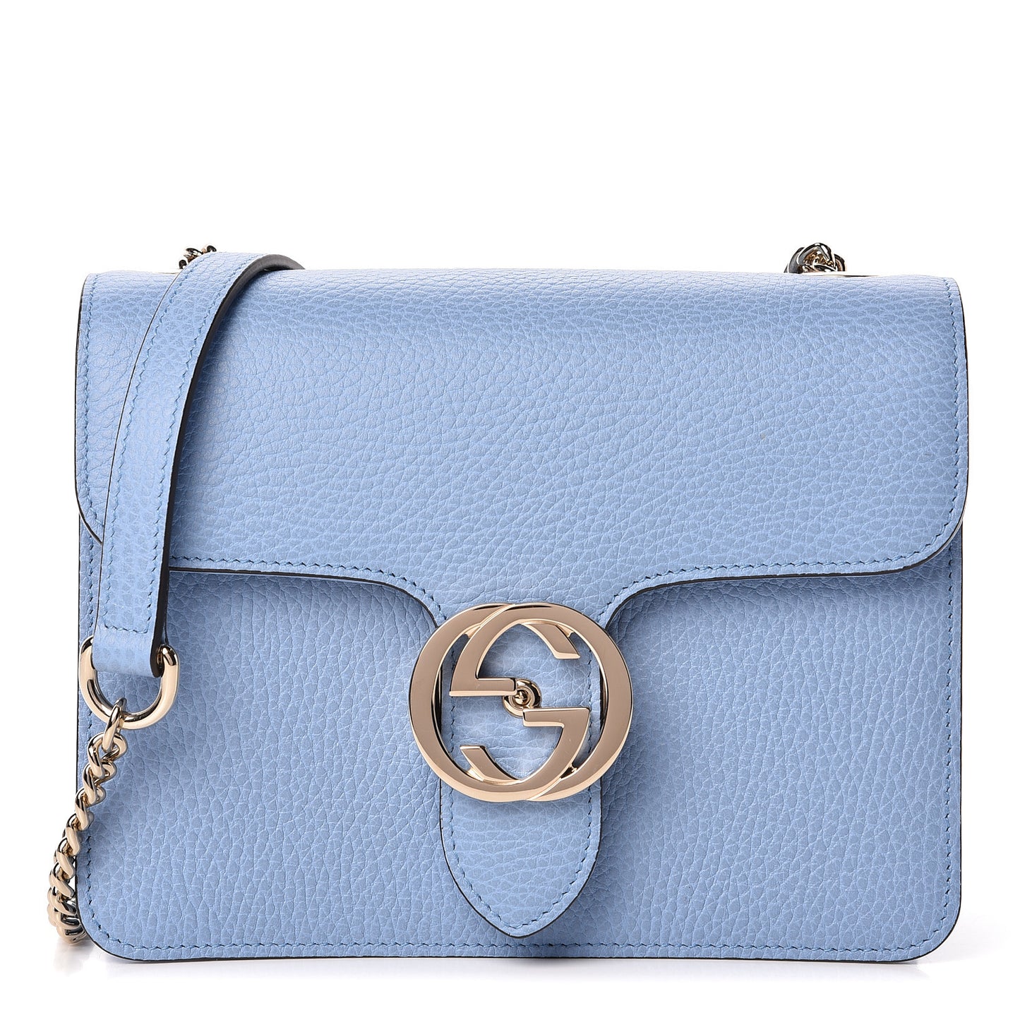 Dollar Calfskin Small Interlocking G Shoulder Bag Mineral Blue