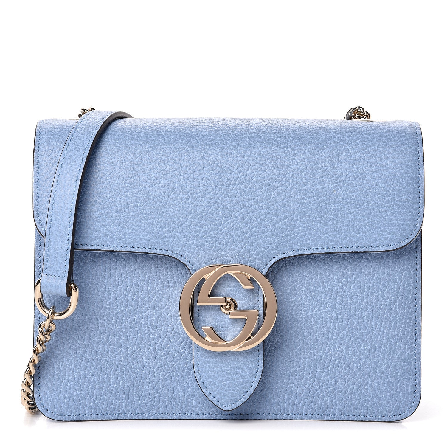 Gucci Dollar Calfskin Small Interlocking G Shoulder Bag Mineral Blue 1 of 10