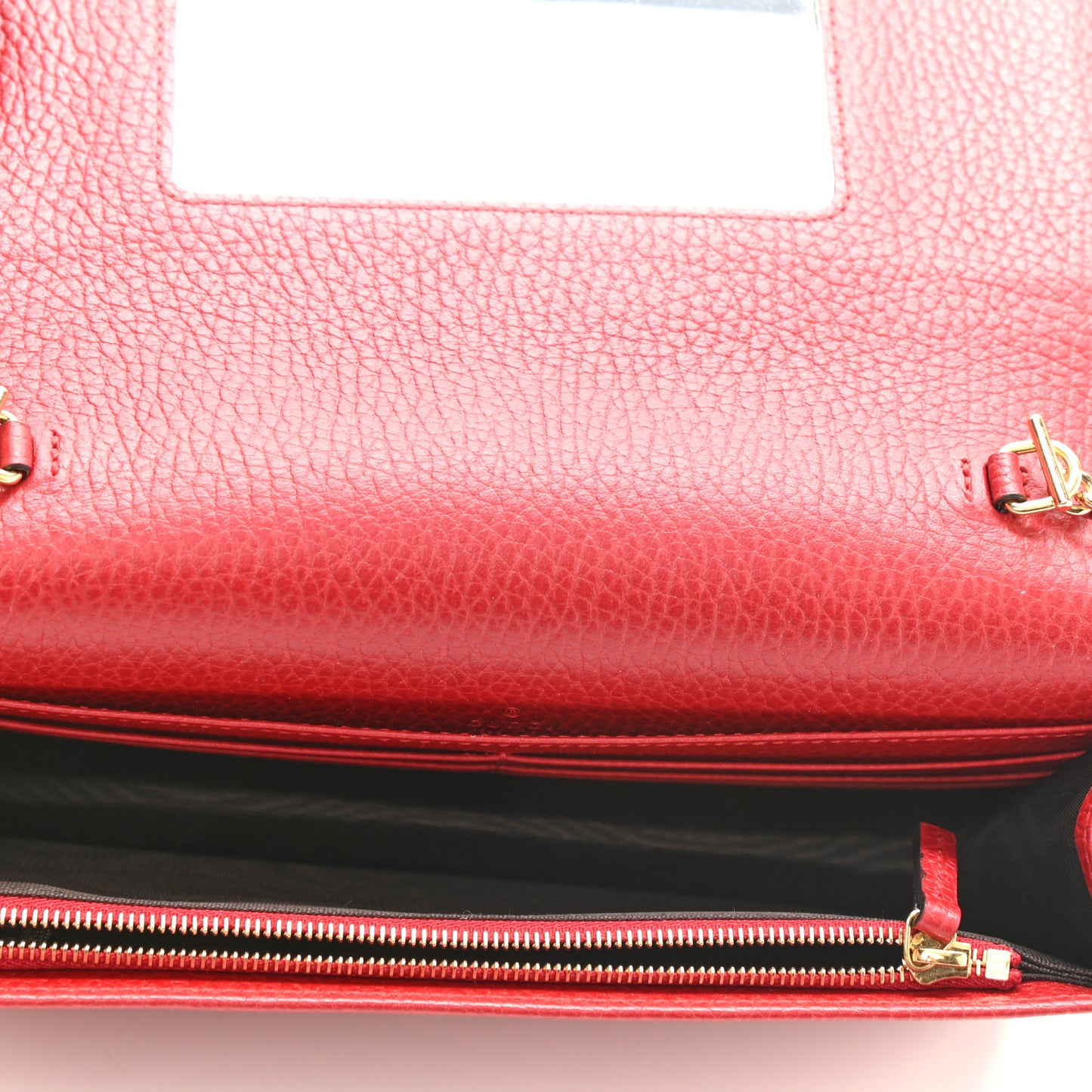 Dollar Calfskin Mini GG Marmont Chain Wallet Hibiscus Red